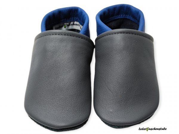 Lederpuschen anthrazit-jeansblau lederpuschenstube